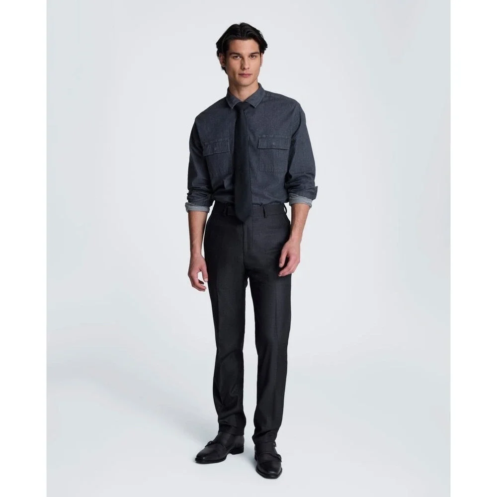 Kenneth Cole‎ Mens Slim fit Dress Suit Pants 40W 32L Gun Metal Stretch